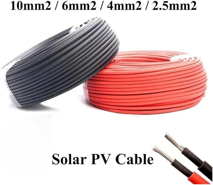 100 Meters/Roll 2.5mm2 4mm2 6mm2 PV Solar Cable Black Or Red Color Photovoltaic Wires Tinned Copper(Red6mm2-10AWG)