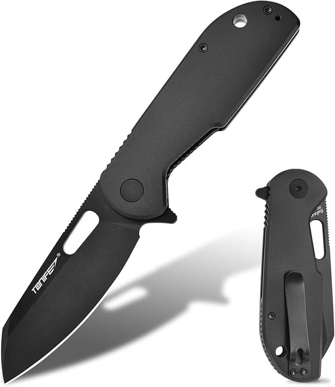 TONIFE Galaxy Mini Folding Knife with D2 Steel Blade and Aluminum Handle EDC Pocket Tool for Camping Hiking and Survival (Black Titanium)