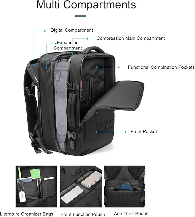 Vacuum Seal Backpack with Combination Lock Expandable Design Dry Wet Separation Storage Bag for Short and Long Trips Business Outdoor Adventures