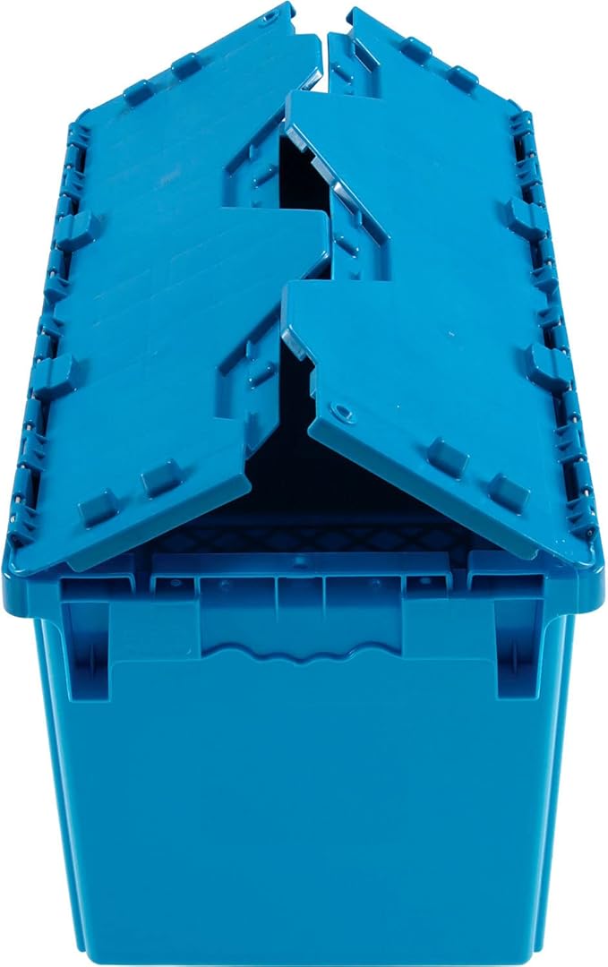 Global Industrial Distribution Container With Hinged Lid 22-3/8x13x13 Blue