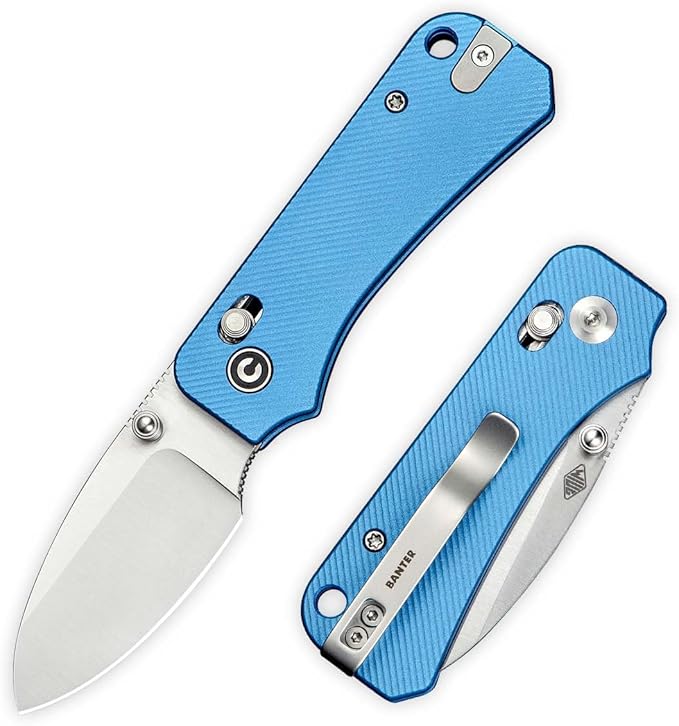 CIVIVI Small Pocket Knife for EDC Baby Banter 2 Crossbar Lock folding Knife with 2.34 Nitro-V Blade Aluminum Handle Titanium Thumb Stud Opener C23074-1