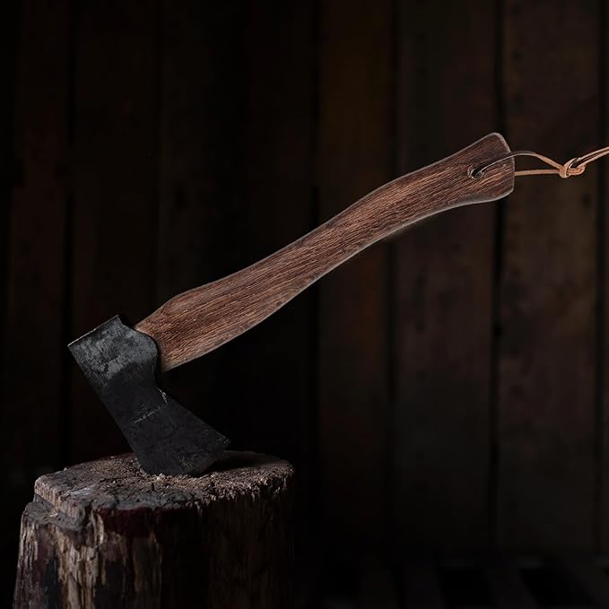 LIOOBO 2pcs Wooden Axe Handles Replacement for Hatchet with Anti-Slip Grip 33cm Short Ergonomic Handles for Outdoor Camping and DIY Tool Repair