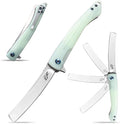 Eafengrow EF944 EDC Folding Knife D2 Steel Blade G10 Handle Reliable Locking Ball Bearing Flipper Knifes for Camping Survival Hiking (Jade)