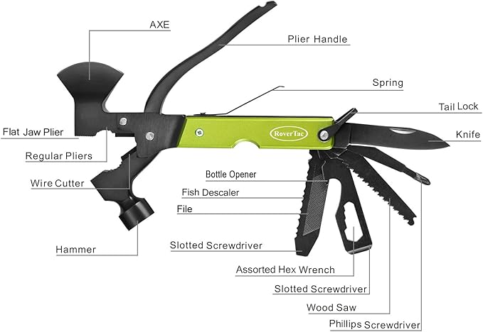 Christmas Gifts for Men Dad RoverTac Multitool Axe for Mens Gifts Gifts for Dad Husband Dad Boyfriend Christmas Gifts Mens Stocking Stuffers-14 in 1 Multi Tool Axe Hatchet