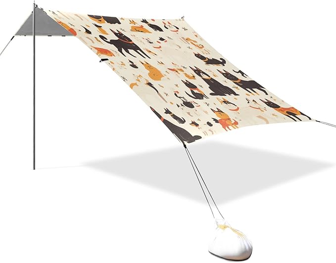 Pet Dogs Foldable Beach Canopy UPF50+ Protection Easy Setup Shade Sun Shelter with Sandbags and Shovel for Camping Picnics Backyard