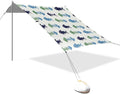 xigua Fish Beach Tent Sun Shelter with Carrying Bag - Silver Coated Oxford Fabric Beach Canopy for Beach Camping Fishing - Includes Windproof Ropes Sandbags &amp Stakes