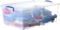 Superio Clear Storage Bin with Lid Large Stackable Container with Lid 60 Quart Wheeled Storage Box for Home Garage Storage