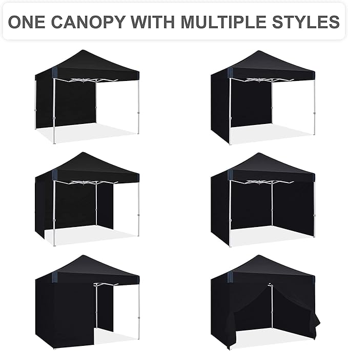 Eazy Up OUTDOOR WIND 10x10 Pop Up Canopy with Sidewalls Heavy Duty Commercial Instant Canopy Tent with Sand Bags for Deck Party Camping Backyard Playground Black