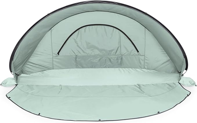 Picnic TIME Manta Portable Beach Tent Fully-Assembled Pop Up Tent Beach Shade and Sun Shelter Instant Outdoor Shade with Carrying Bag for Outdoors and UPF50+ UV Protection (Light Green)