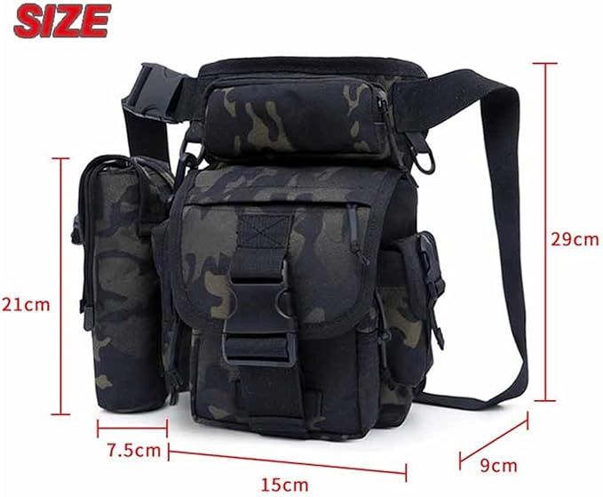 Tactical Drop Leg Bag Nylon Thigh Fanny Pack for Men Women Motorcycle Leg Pouch for Outdoor Travel Sports Cycling Fishing Riding Hiking Camping with Water Bottle Pouch (Desert)