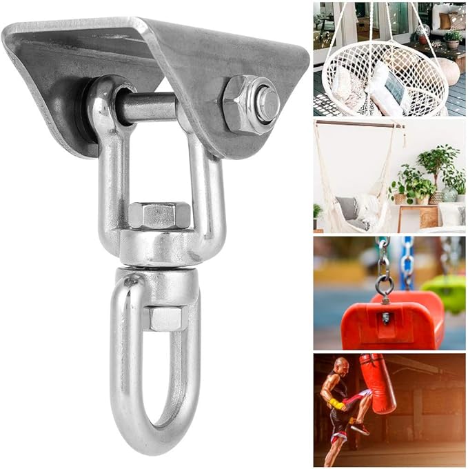 Hammock Hanging Kit 450 kg Capacity Heavy Duty 360¡ã Stainless Steel Rotatable Hammock Swing Hanger Hooks Fixed Plate Hanging Chair Kit Accessory for Hammock Stand Yoga Swing Chair Indoor Outdoor