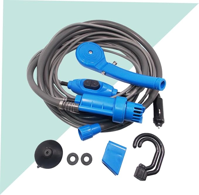 12v Camping Shower Pump Kit Portable Outdoor Shower Set Power Cable for Car/Travel