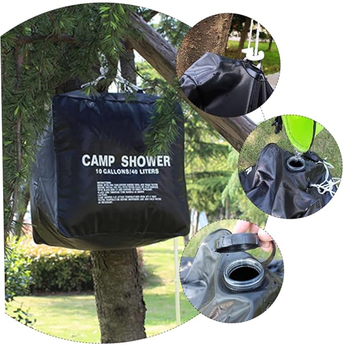 KESYOO Portable Solar Shower Bag 5 Gallon Camping Shower Solar Heating Outdoor Use Lightweight for Camping Hiking and Travel