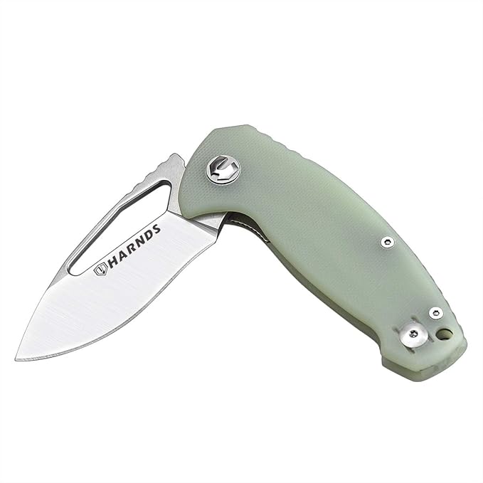 Harnds Seal CK6120 Folding Knife with Aus-8 Steel Blade Pocket Knife with G10 Handle Pocketclip (Transparent cyan)
