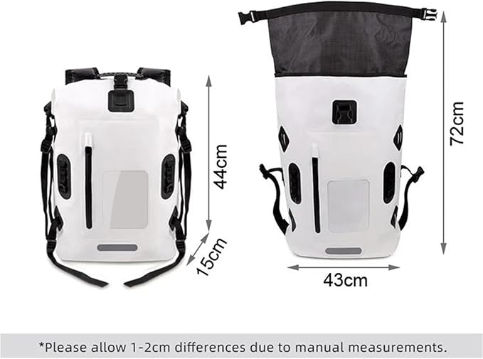 Waterproof Dry Bag 30L Waterproof Drift Bag Swimming Backpack Large River Trekking Shoulder Diving Wet Dry Rafting Canoeing Kayak PVC Camping Bag for SwimmingBoating(White)