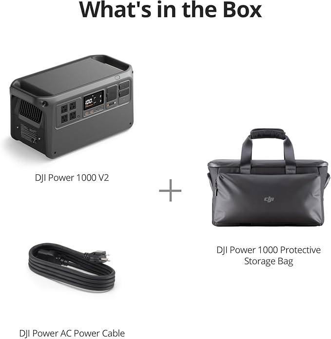 DJI Power 1000 V2 Portable Power Station with Protective Storage Bag 1024Wh LFP Battery Compact Size 2600W Stable Output 0-80% Recharge in 37 Mins Electric Generator for Home Camping Off-Grid