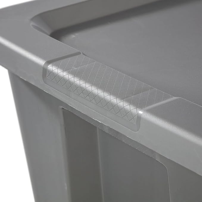 KKEATOY 18 Gallon Storage Tote Box Plastic Storage Bin Tote Organizing Container With Durable Lid Stackable and Nestable Snap Lid Plastic Storage Bin Gray Set of 2
