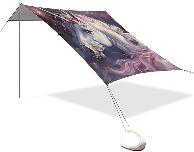 ALAZA Star Magic Unicorn Space Beach Tent Sun Shelter Portable Canopy Sunshade for Outdoor Camping Picnics Backyard Fun 10x9 ft