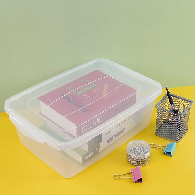 Inhouse 14 Quart Clear Storage Bin Plastic Latching Box/Container with Lid Shoe Boxes Set of 4