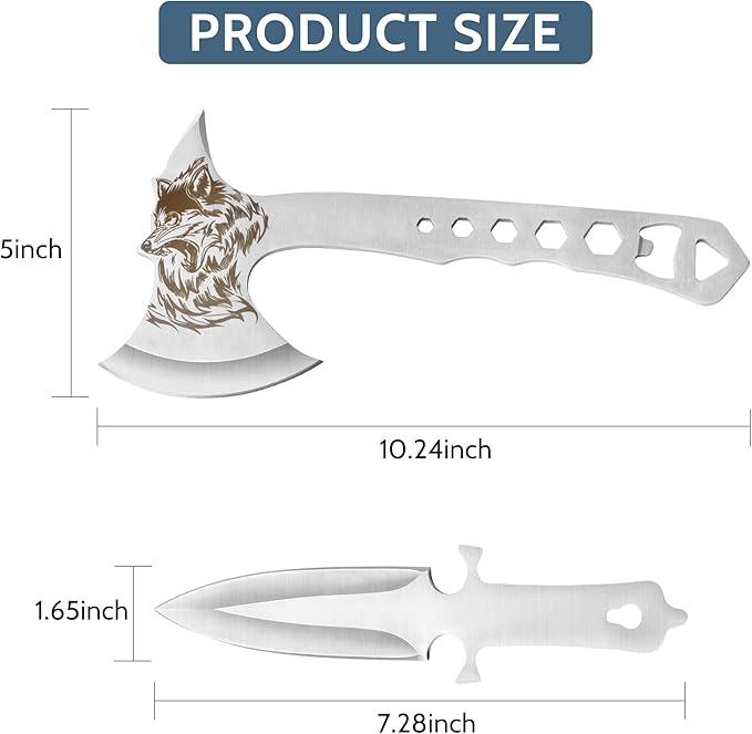 Throwing Stars Axe Throwing Game for Backyard Throwing Axes and Tomahawks Set with Nylon Sheath 10in Throwing Hatchet Axe for Adults Competition and Recreation Axe Gift Set for Men