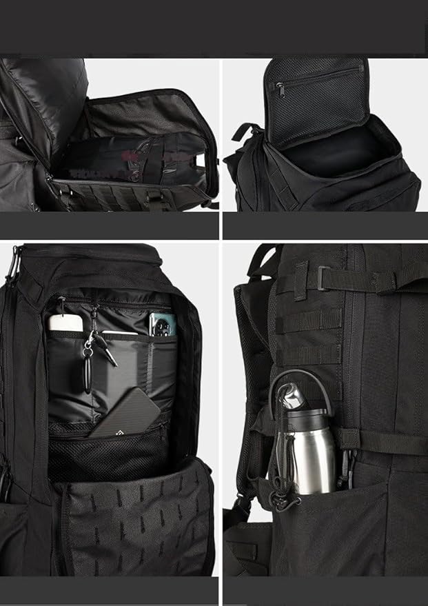 Tactical Backpack Military Molle Hiking 56-75L Camping Mountaineering Hiking Tactical Black