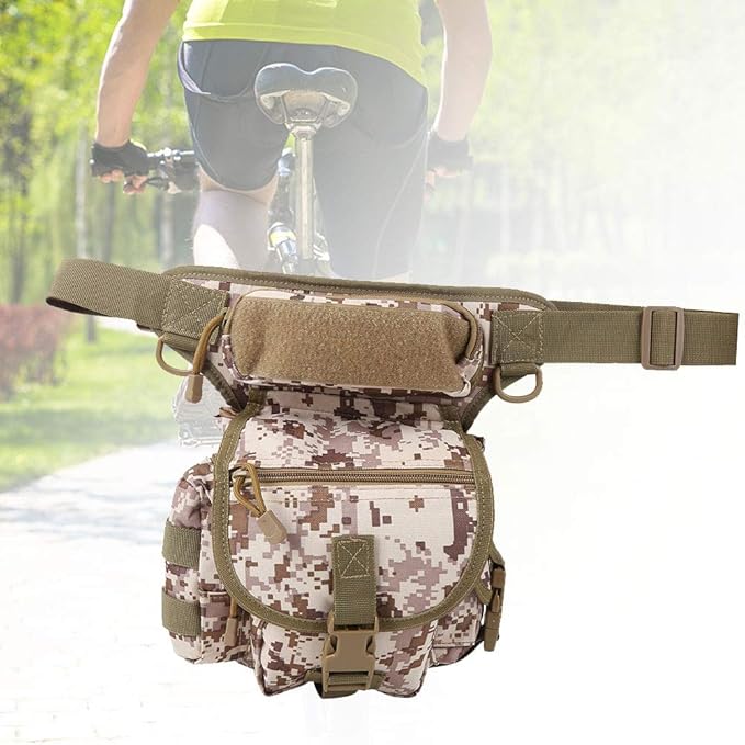 Ox Cloth Drop Leg Bag Tactical Photography Pouch with Quick Access Multifunctional Sports Leg Pack for Outdoor Activities Durable Drop Leg Bag with Adjustable Strap (Desert Digital (in stock) One