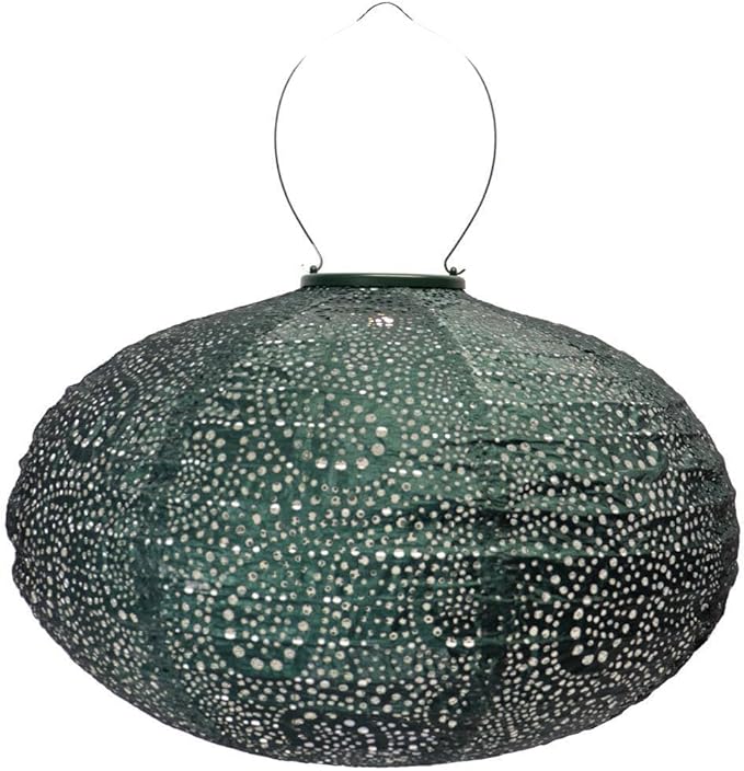 Lumiz 220992 - 16 Oval Green Paisley Pattern Lantern (Oval Paisley Lantern Green (LUM125))