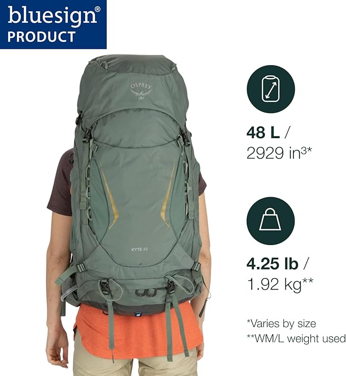 Osprey Kyte 48L Women's Backpacking Backpack with Hipbelt Rocky Brook Green WXS/S