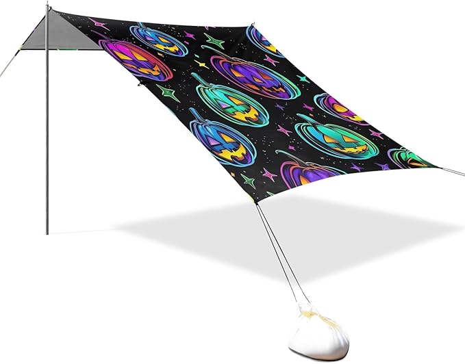 ALAZA Dreamy Pumpkin Pattern Beach Tent Sun Shelter Portable Canopy Sunshade for Outdoor Camping Picnics Backyard Fun 10x9 ft