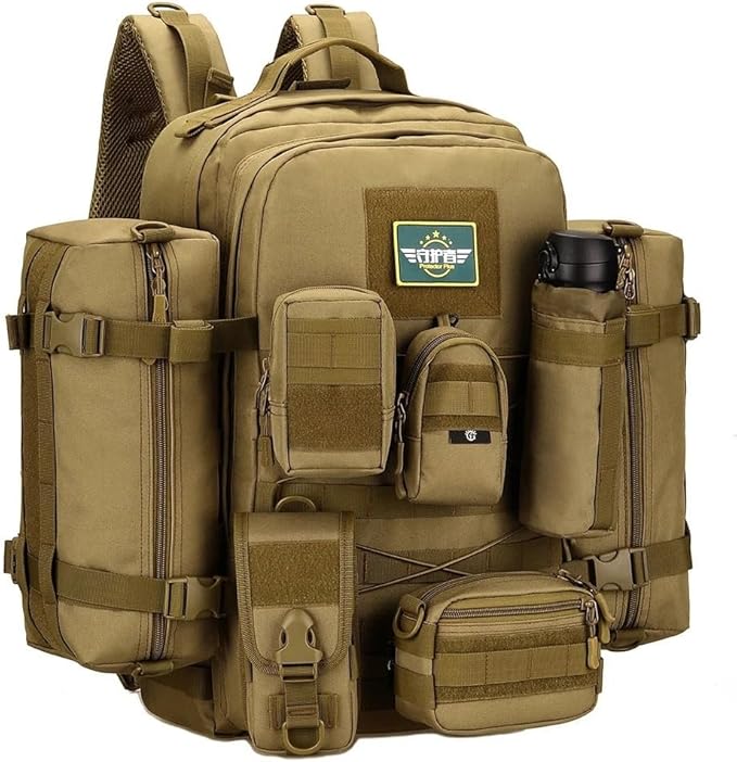 Tactical Hiking Camping Backpacks Molle 45L Rucksack Sport Travel Bags Large Capacity Fishing Bag(T)