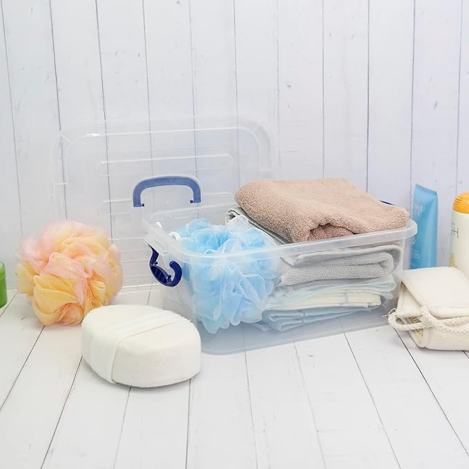 8 L Clear Plastic Storage Box with Handles 2 Packs