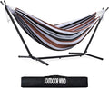 550lbs Capacity Double Hammock Adjustable Hammock Bed with 10ft Heavy Duty Steel Stand Includes Portable Carrying Case Easy Set up