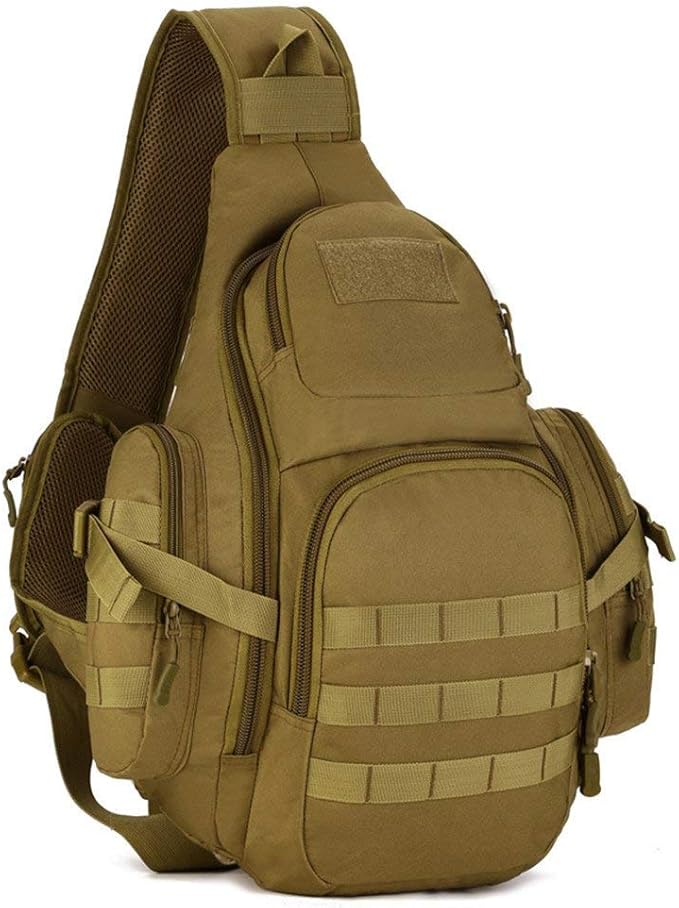 UNISTRENGH Tactical Military Sling Chest Daypack Crossbody MOLLE Laptop Backpack Large Shoulder Duffel Bags Gear Duty Pack (Coyote Brown)