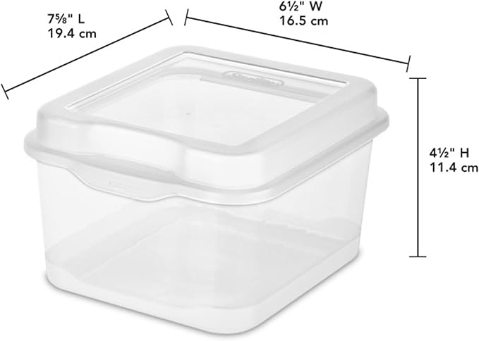Sterilite 48-Pack Square Small FlipTop Clear Plastic Storage Box with Hinged Lid - Stackable Multipurpose Organizer for Art and Craft Supplies Accessories Photos &amp CDs Home or Office Use