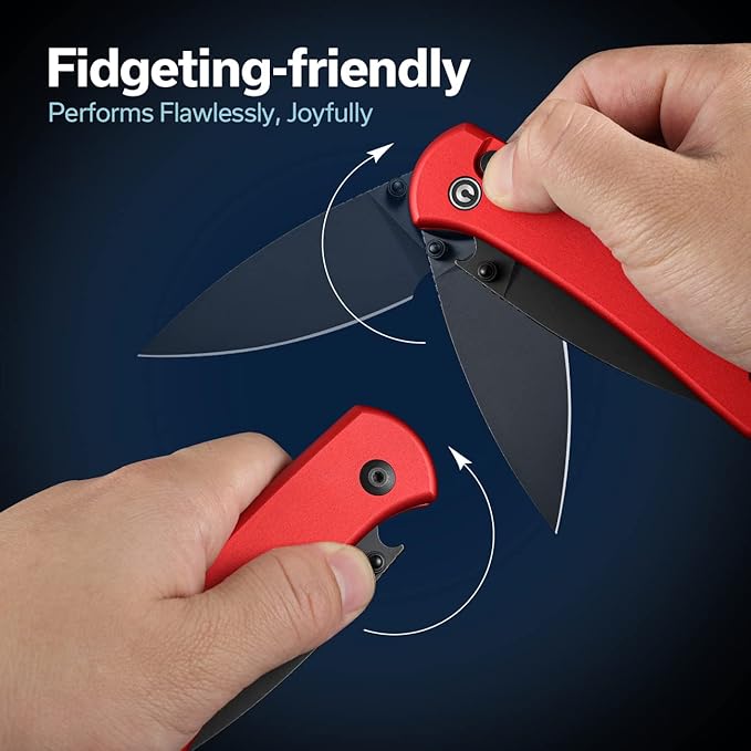 CIVIVI Pocket Folding Knife- Qubit Button Lock Utility Knife with Thumb Stud Opener for EDC 2.98 14C28N Blade Aluminum Handle Gift for Men Women C22030E-2