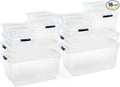Rubbermaid Cleverstore Clear Dorm Variety 16-Pack Made in USA Stackable Large Clear Storage Bins with Lids See-Through Plastic Storage with Latching Lids BPA-Free