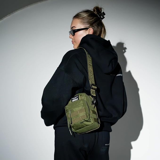 WOLFpak 4L Mini Tactical Sling Bag (OD Green) Compact Crossbody Backpack for Gym Travel &amp EDC | Tactical Shoulder Bag with Multiple Pockets – Lightweight Durable Sling Pack for Men &amp Women