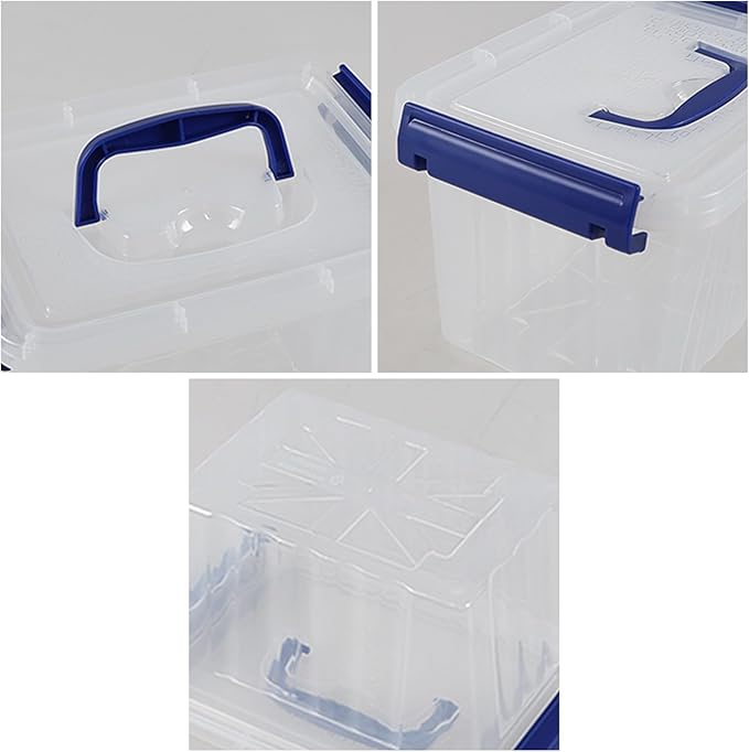 3 Quarts Plastic Storage Container Bin with Latching Lid Small Storage Bin Tote Stackable and Nestable Organizing Box Pack of 6 T