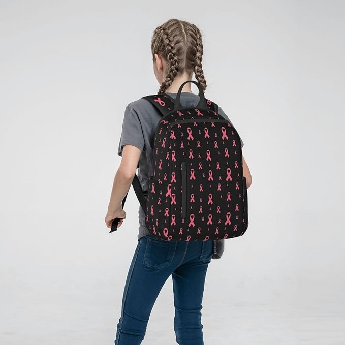 Travel Laptop Backpack Business Breast cancer awareness ribbons black College Computer Bag Gift for Men &amp Women