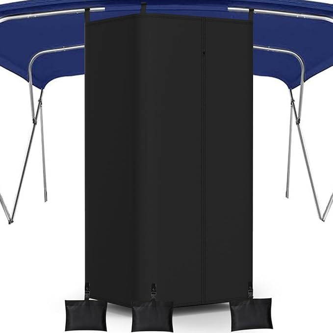 Privacy Tent for Boats 800D Waterproof Fabric Boat Privacy Curtain Pontoons Changing Room with Windproof Sandbags Easy to Install Under Bimini Top 30 D x 27 x W 72 H