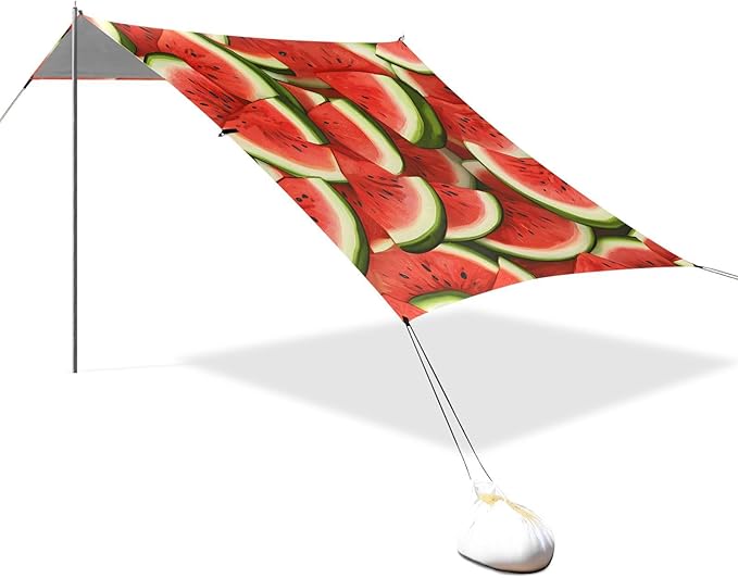 ALAZA Cut Watermelon Pattern Beach Tent Sun Shelter Portable Canopy Sunshade for Outdoor Camping Picnics Backyard Fun 10x9 ft