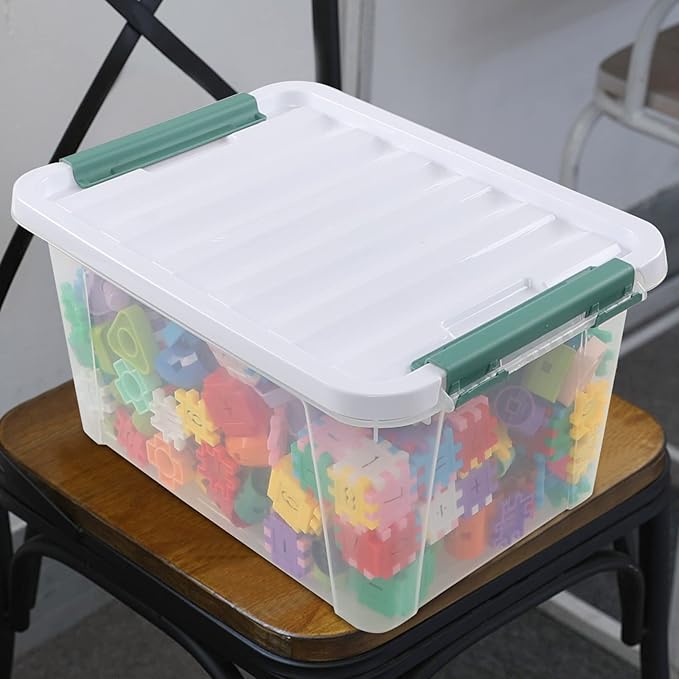 Pekky 20 Quart Clear Storage Bin with Lid 6 Pack Plastic Latching Container Box