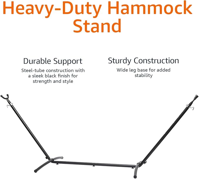 Amazon Basics 2 Person Heavy Duty Portable Sturdy Hammock Stand for Outside Easy Assembly Includes Carrying Case 9 foot Black