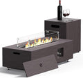 Fire Pit Table 50000 BTU 42 Rectangular Propane Fire Pit Outdoor with Wind Guard Glass Lid Rocks and Cover Gas Fireplace for Deck or Patio