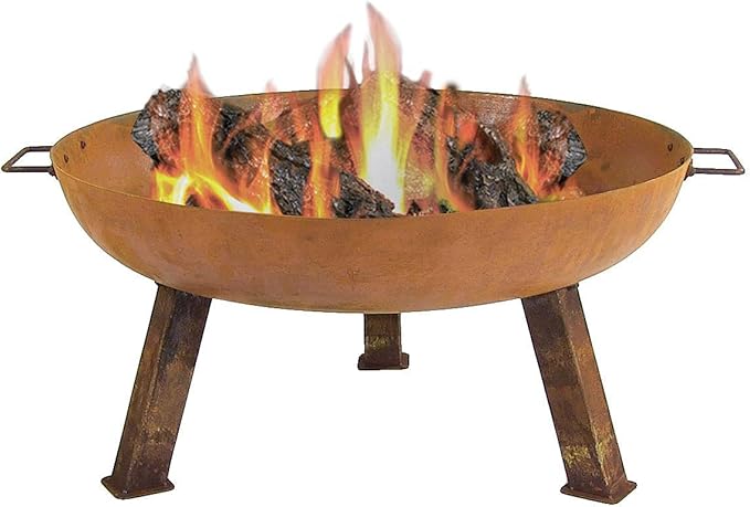 Sunnydaze 30-Inch Cast Iron Heavy Duty Fire Pit for Outside - Wood Burning Outdoor Fire Pit Bowl with Handles - Rust