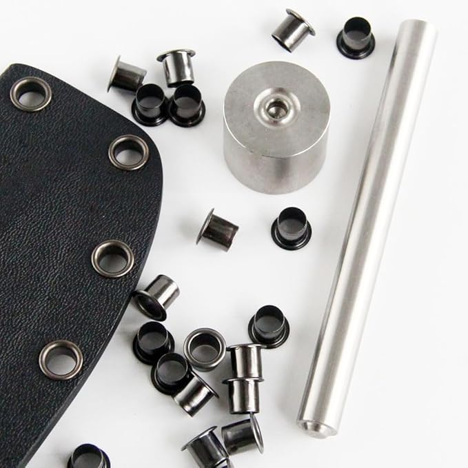 50PCS 7MM CNC Stainless Eyelet Rivets with 1 Set Punch Installation Tool Fit for Kydex Sheath Knife Case DIY Accessory