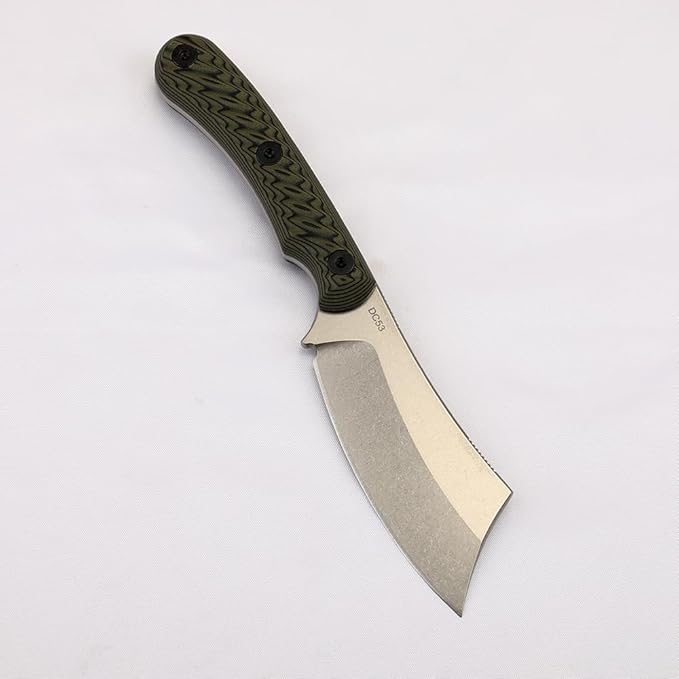 Portable Knife 7.7 inch DC53 Fixed Blade Outdoor Camping Portable Straight Knife with Kydex Sheath Available in Black and White (Green handle white blade)