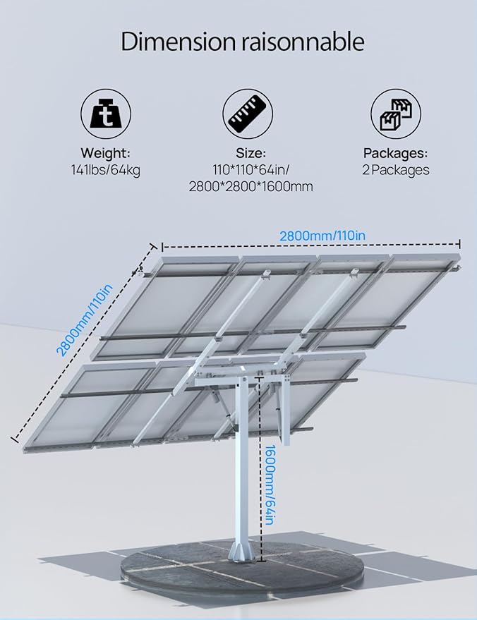 ECO-WORTHY Solar Panel Dual Axis Tracking System (Expanded Version Increase 40% Power) with Tracker Controllerfor 10PCS 100W/8PCS 200W/4PCS 400WHigh Stability Multi-Angle Adjustment for Yard/Farm