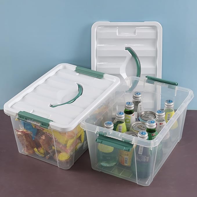 14 Quart Plastic Storage Bins with Lids 6-Pack Stackable Clear Storage Organizing Box with Handle