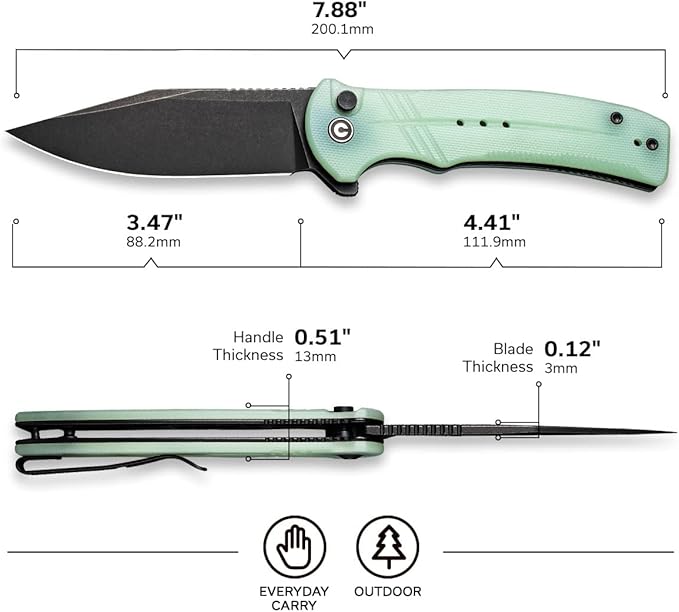 CIVIVI Cogent Button Lock Flipper Pocket Knife 14C28N Blade G10 Handle Good for Outdoor EDC Camping C20038D-3 (Natural)